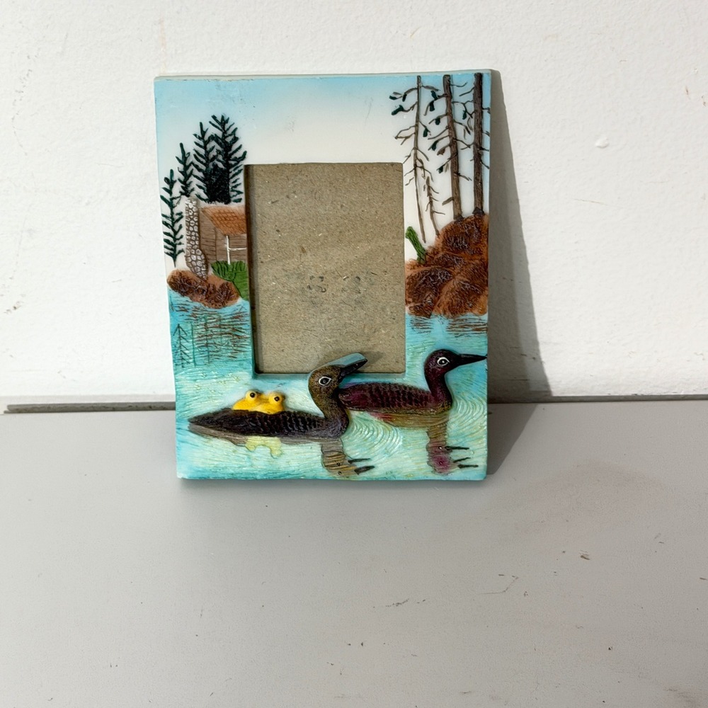 K's Collection Loon Bird Picture Frame  Small Blue Rustic Lake Cabin Decor